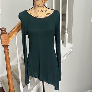 INC International Concepts Dark Green Long Sleeve Asymmetrical Top